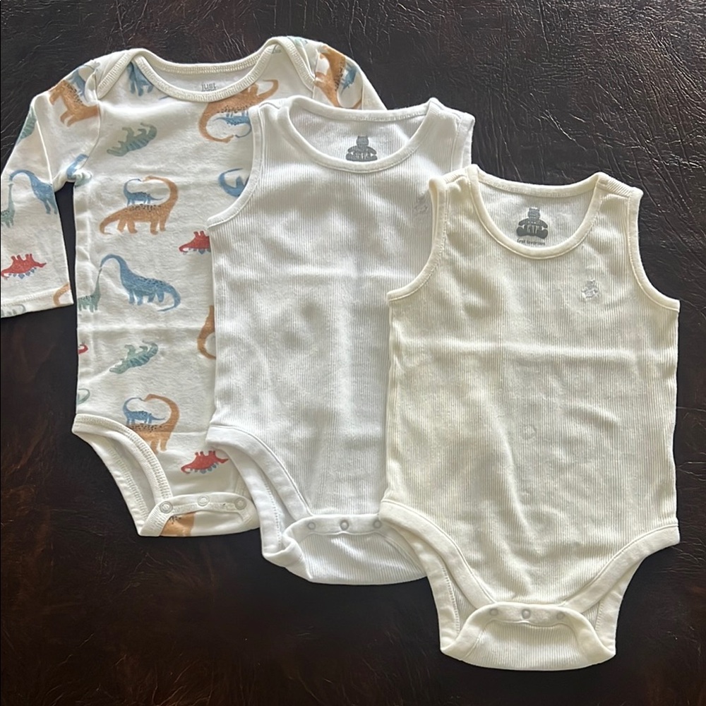 Carter’s Long Sleeve Dino Bodysuit & 2 GAP Sleeveless Ribbed Bodysuits